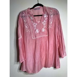 Marc New York- Andrew Marc XL Pink Blouse with Embroidery